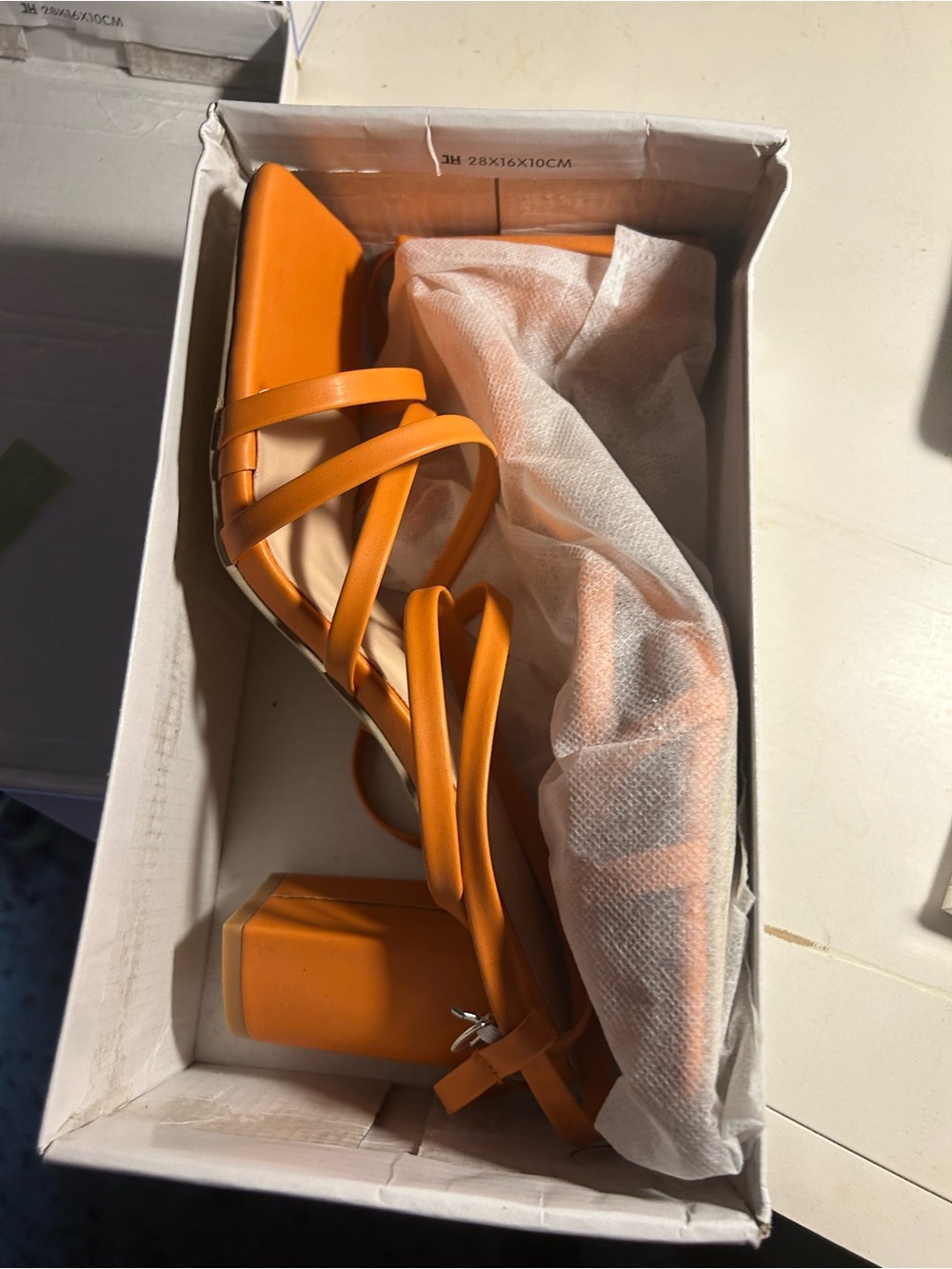 SHEIN Orange Strappy Block Heel Sandals